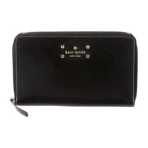 EUC Kate Spade Wellesley Neda Black Leather Zip Around Clutch Wallet